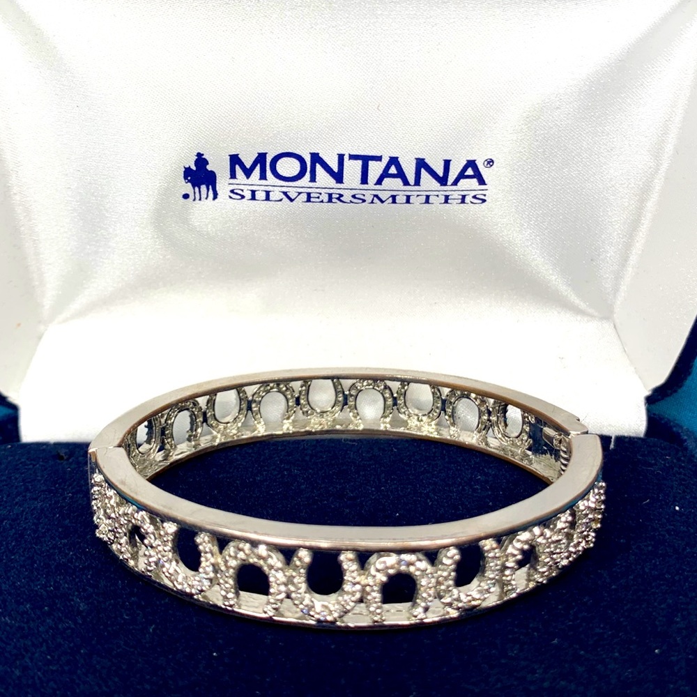 Crystal Horseshoe Hinged Bracelet